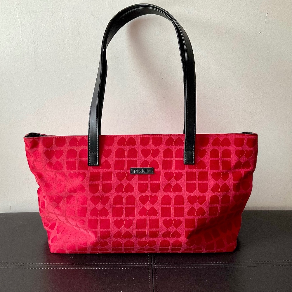 Modella Red Fashion Tote Handbag - EUC